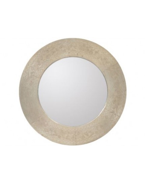 Libra Namala Antique Nickel Wood & Iron Etched Round Mirror